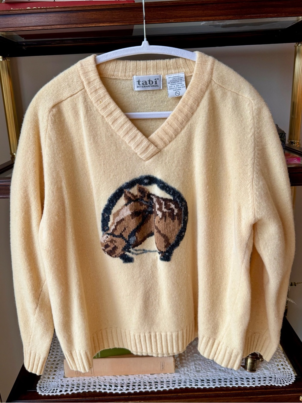 Vintage Tabi International Lambswool Horse Equestrian Sweater XL